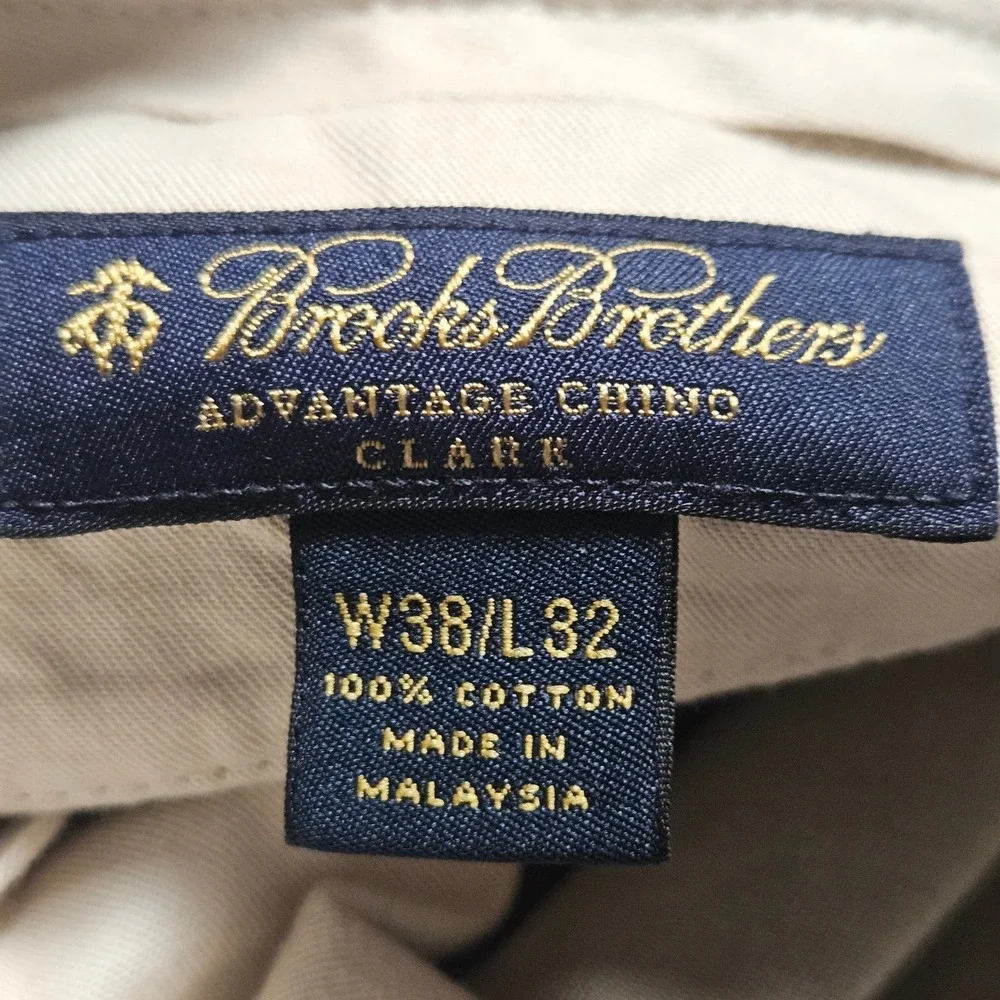 Brooks Brothers Advantage Chino Clark Fit Pants Mens 38x32 Timeless Classic‎